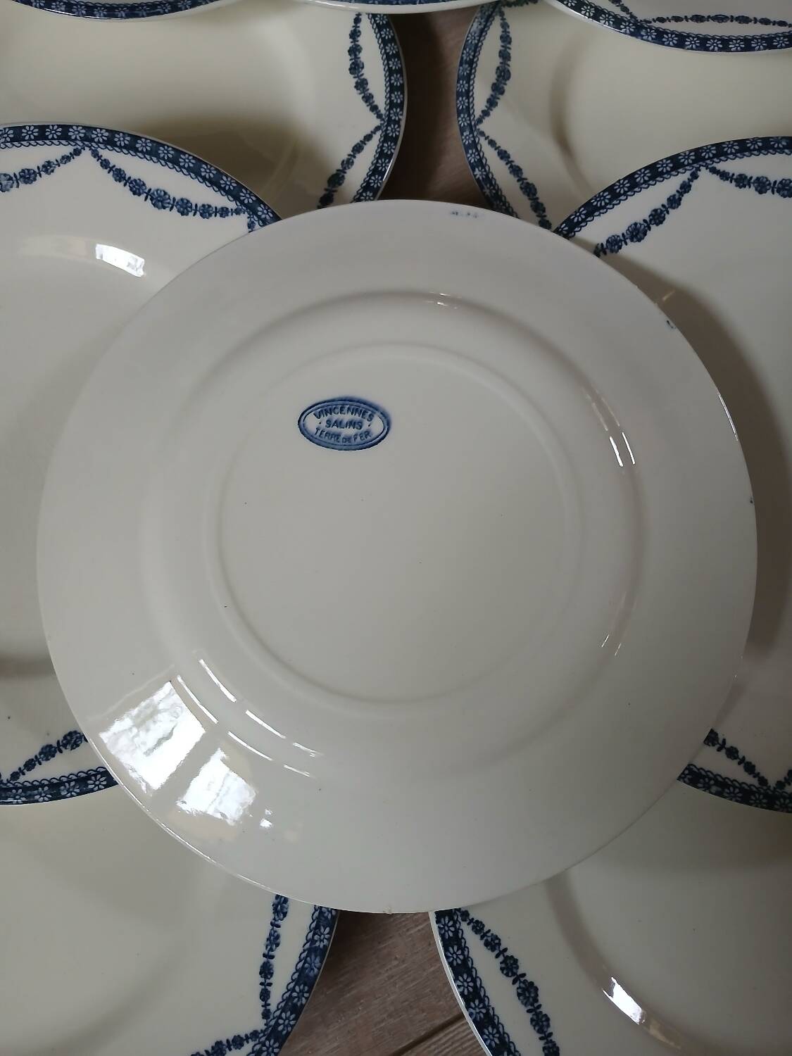 12 antique ironstone dinner plates