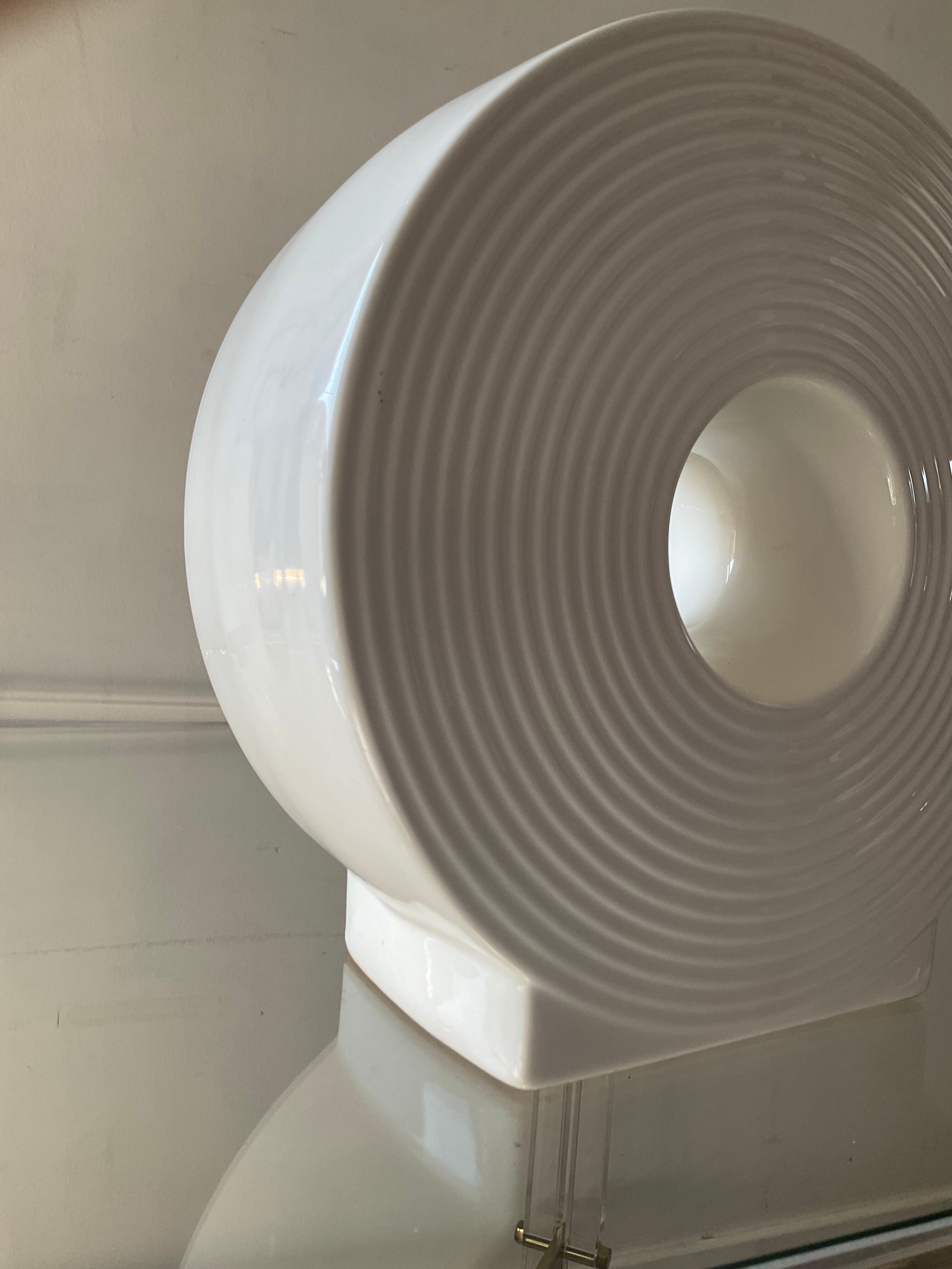 Vintage circular vase in glazed ceramic