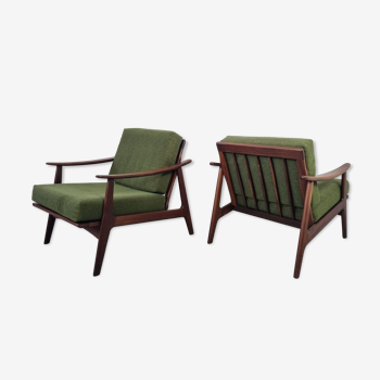 Pair of Scandinavian armchairs in afromosia, 60s