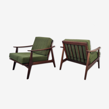Paire de fauteuils scandinaves en afromosia, années 60