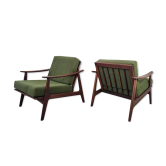 Pair of Scandinavian armchairs in afromosia, 60s