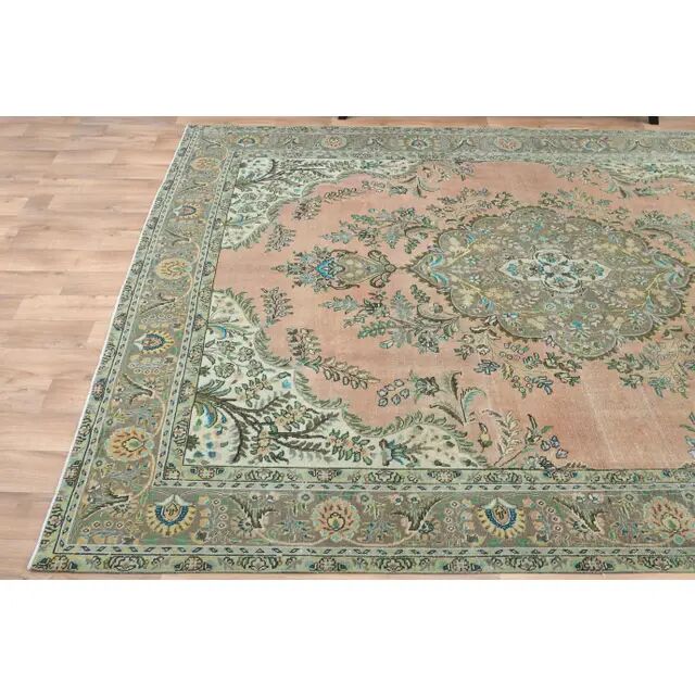 Tapis vintage persan fait main en laine et coton orange, années 1970