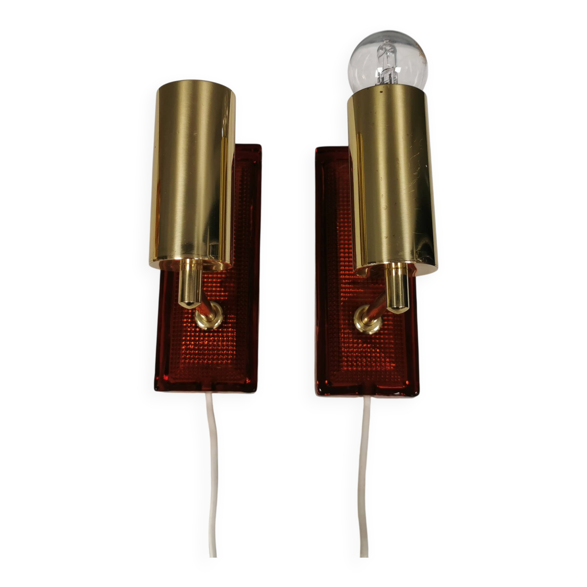 Wall lamps by Danish Vitrika with glass produced at Örrefors glass Sweden