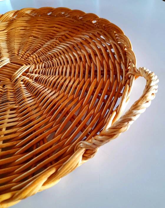Woven rattan plateau 1960