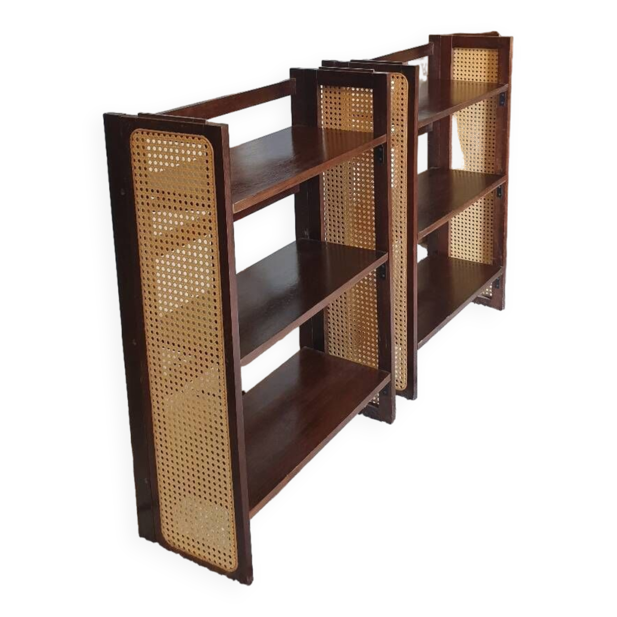 Pair of foldable cane bookcases