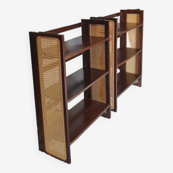 Pair of foldable cane bookcases