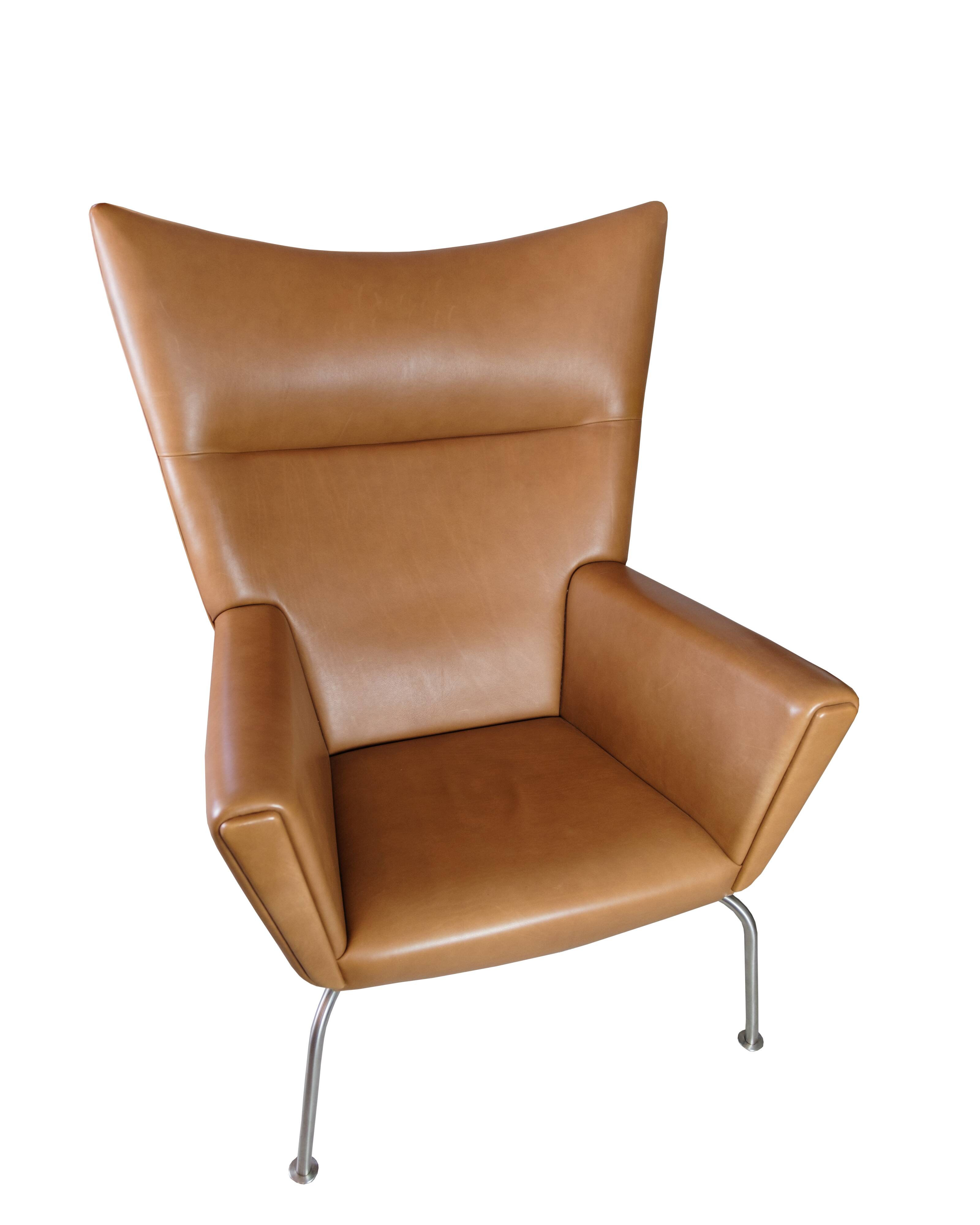 Wingchair Model Ch445 In Walnut Elegance Leather By Hans J. Wegner