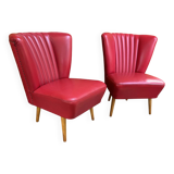 Set of mid-century sky red cocktail chairs, 1950s