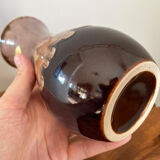 Brown German Fat Lava Style Vase with Drip Glaze, Töpferei Zimmermann