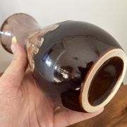 Brown German Fat Lava Style Vase with Drip Glaze, Töpferei Zimmermann