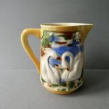 Poet Laval slip pitcher with bird and swan decor