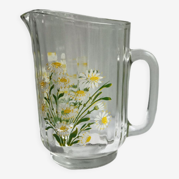 Carafe glass old decoration daisies