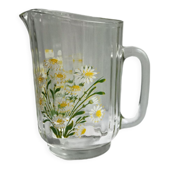 Carafe glass old decoration daisies