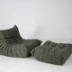 Togo set of armchairs and pouf in grey tweed