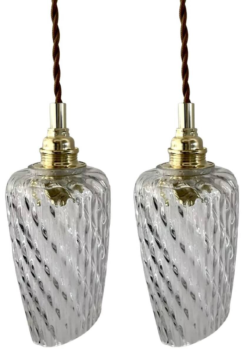 Set of two vintage chiseled glass portable lamps