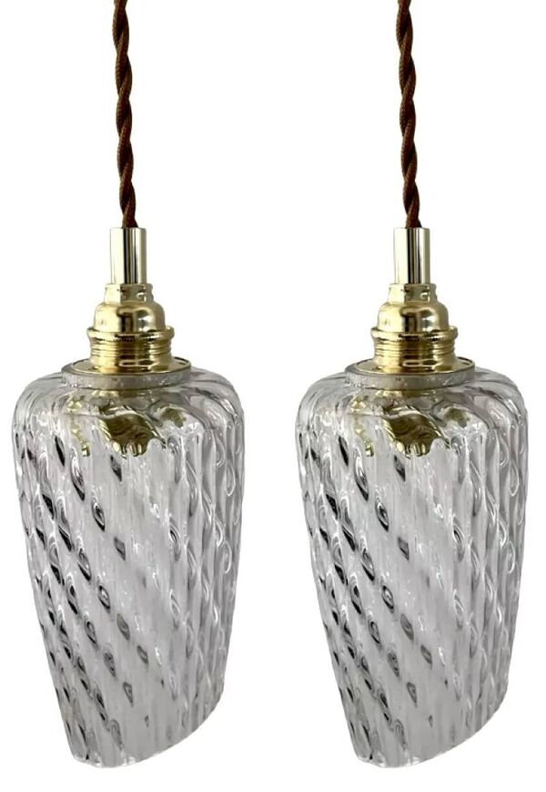 Lot de deux lampes baladeuses vintage en verre ciselé