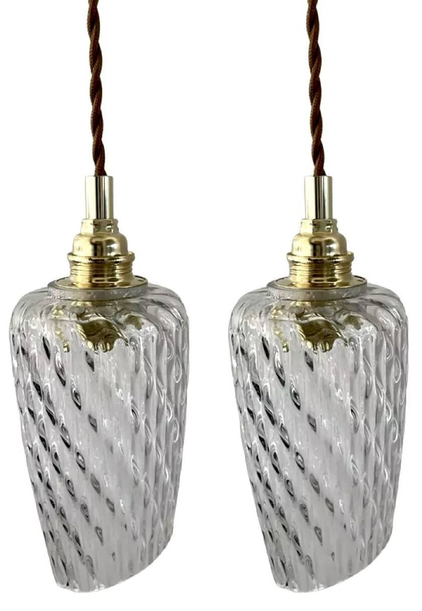 Lot de deux lampes baladeuses vintage en verre ciselé