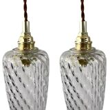 Set of two vintage chiseled glass portable lamps