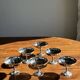 Set of 6 metal ice cream cups on flower-shaped feet