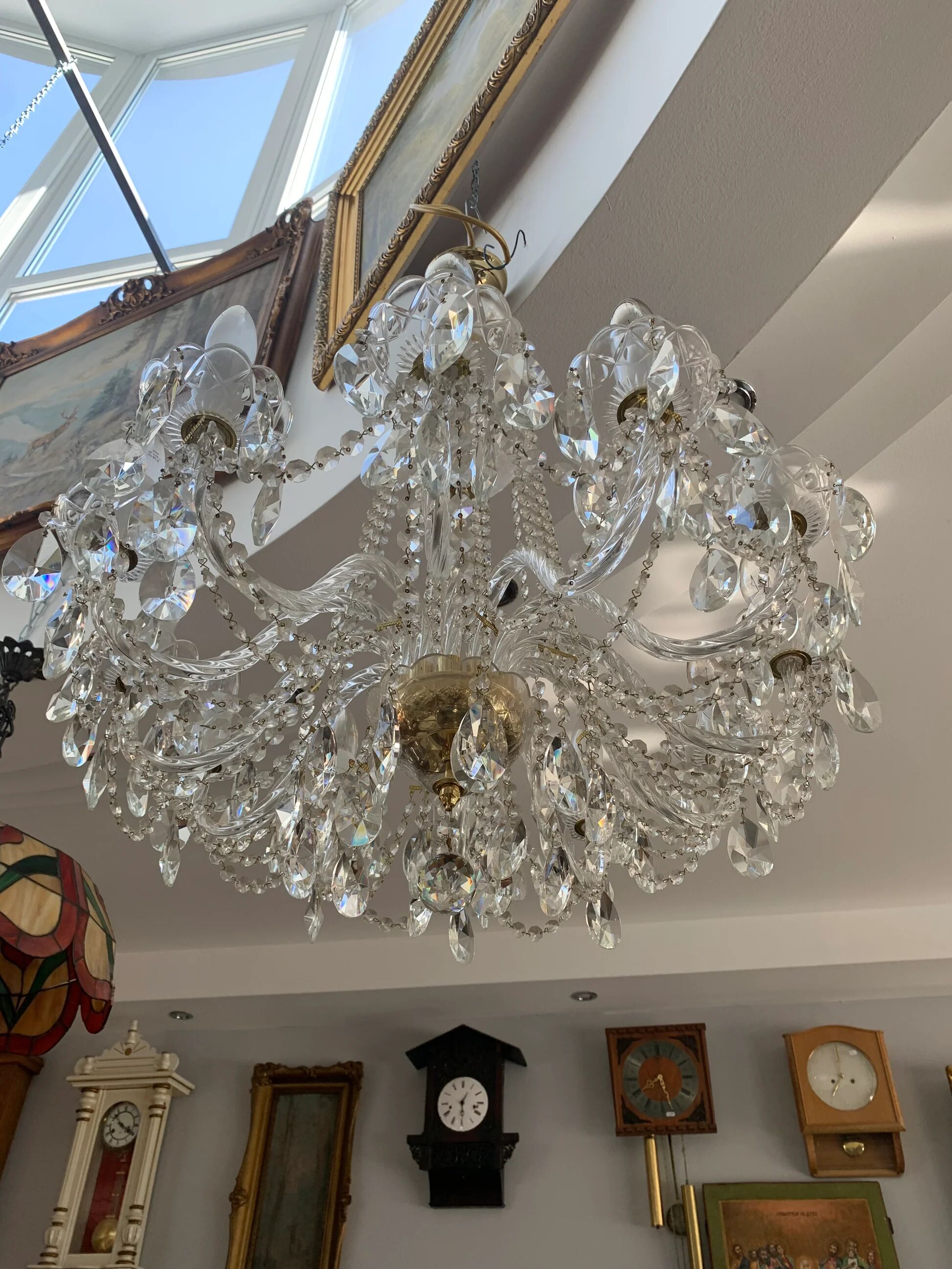 Lustre tchèque en cristal taillé, 12 bras