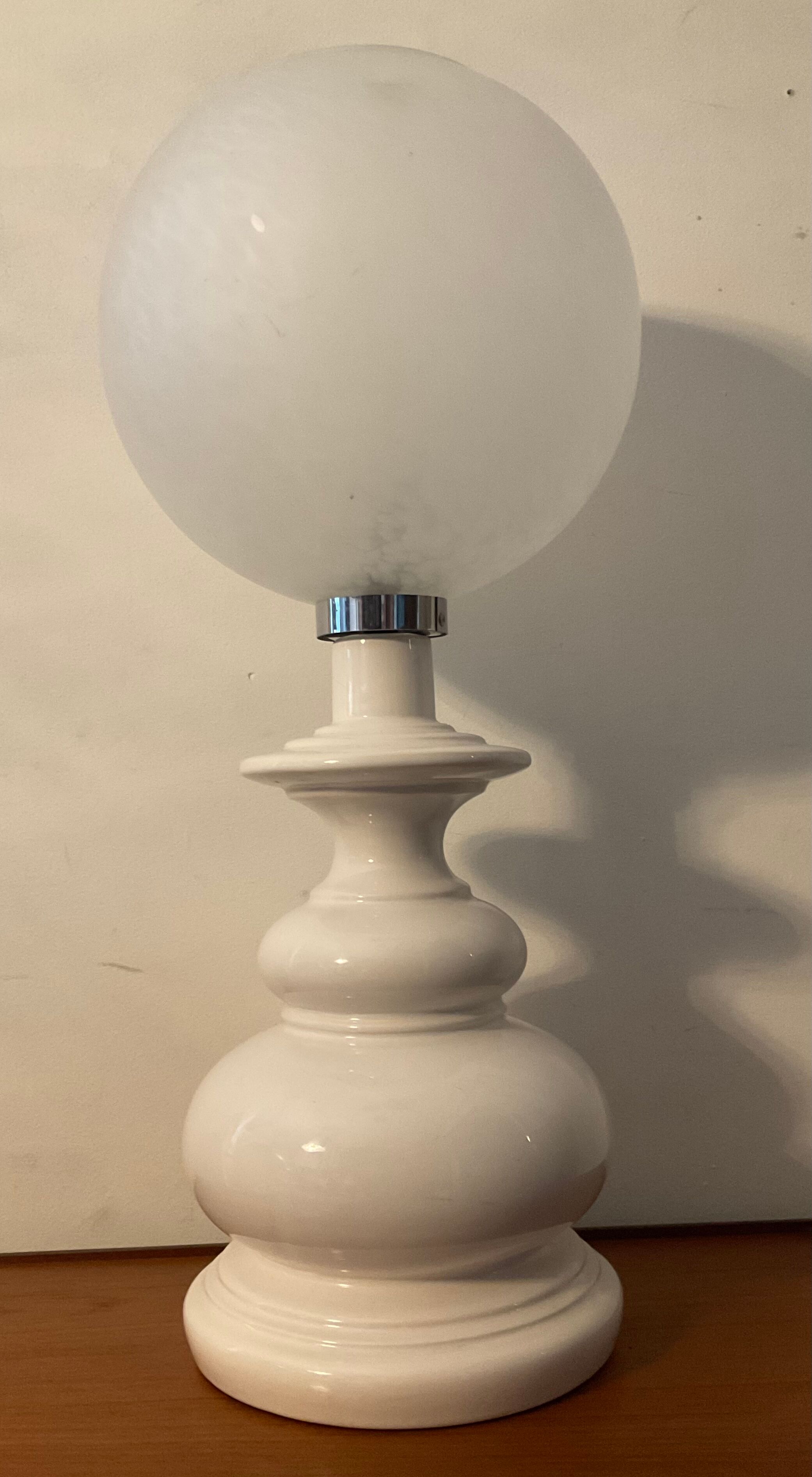 Vintage lamp in clichy glass and glazed ceramic