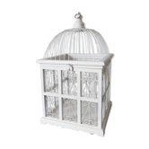 Vintage white cage for wood and metal decoration