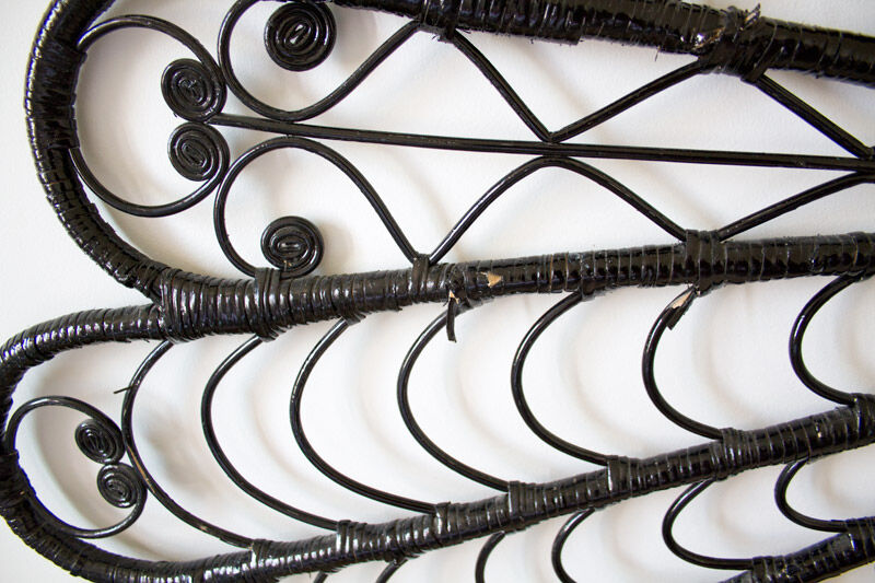 Black peacock rattan headboard