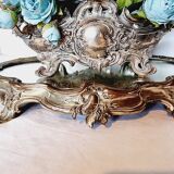 French Art Nouveau planter and "above all" in silver-plated metal and mirror dating from 1900 or earlier