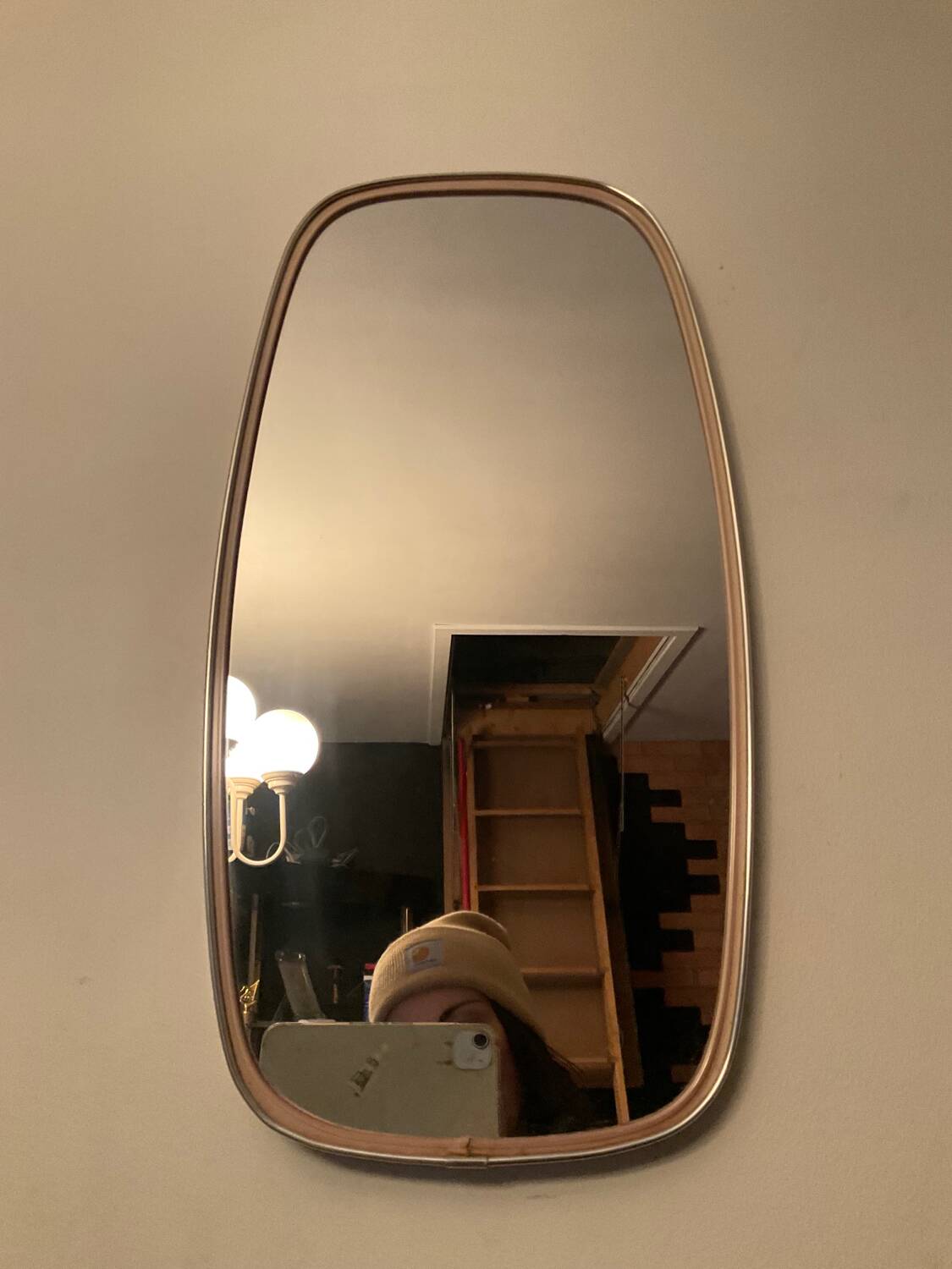 Free-form rearview mirror from the 60s-70s