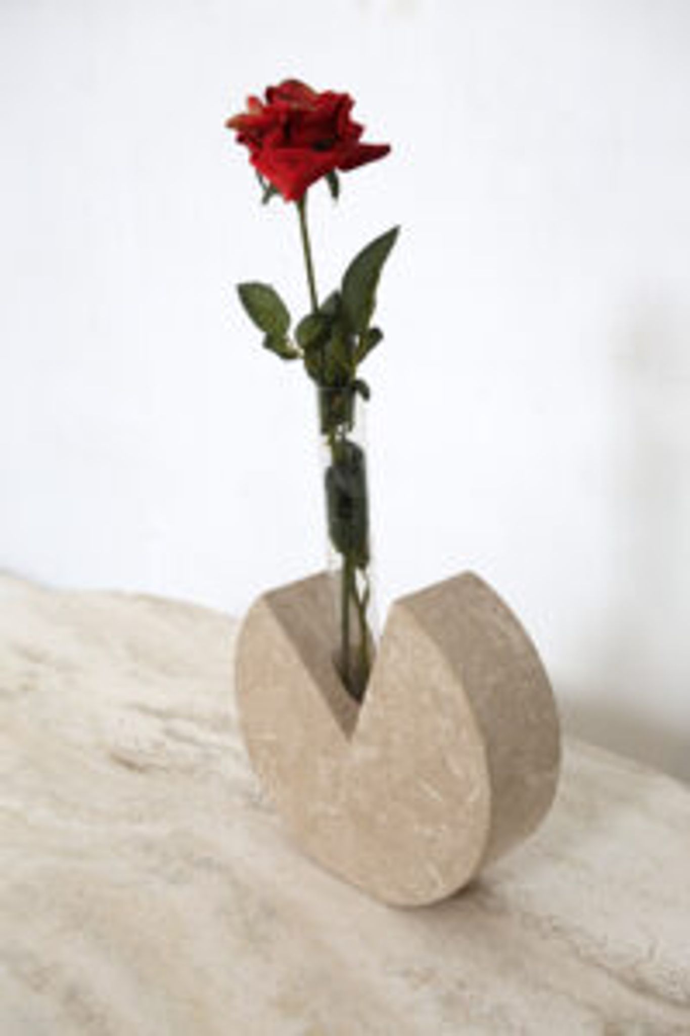 Fratelli Manelli style Travertine and glass test tube vase