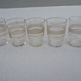 9 wine glasses, gold edging and granite – 1960s-1970s