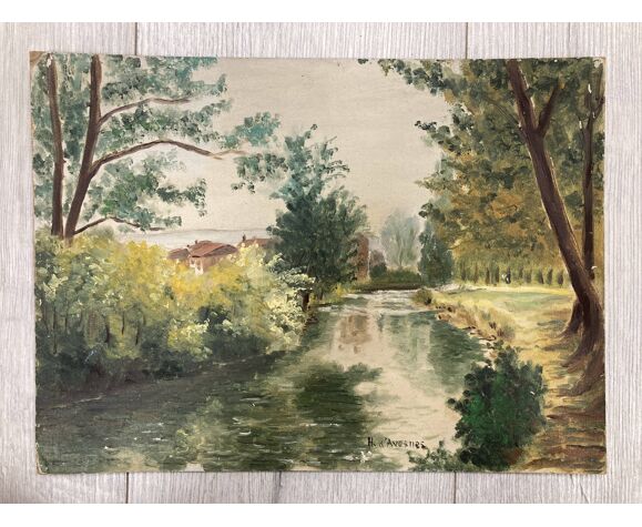 Peinture paysage vintage