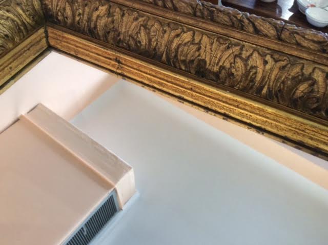 Golden rectangular mirror 45 X 52 X 6 cm