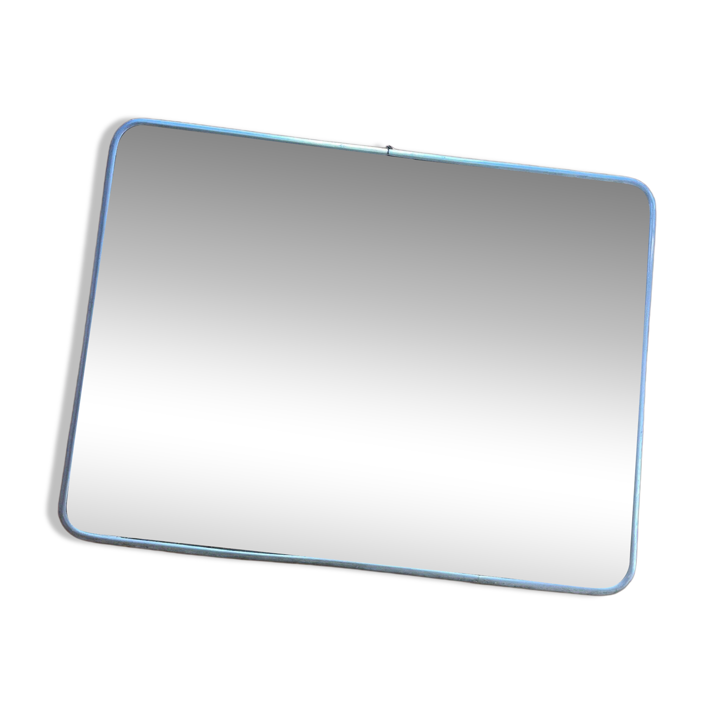 Large metallic blue barber mirror