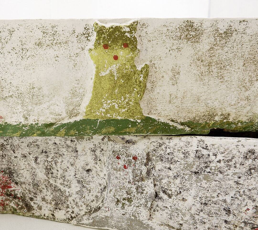 polychrome cement planters from Emile Taugourdeau's Zoological Garden - set of 4