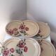 12 flower dessert plates Digoin Badonviller
