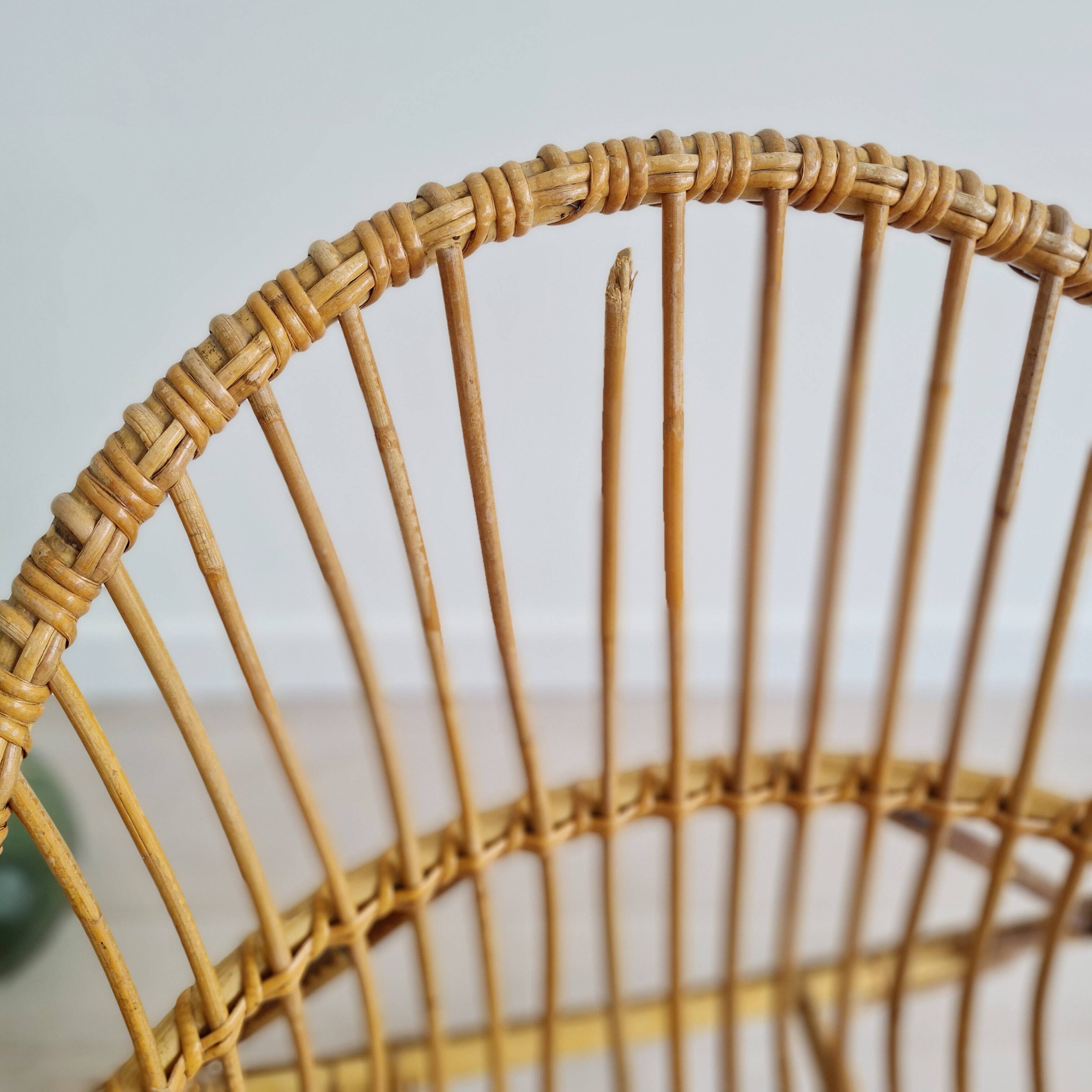 Rattan basket armchair, 1960s