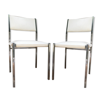 Paire de chaises anciennes métal chromé