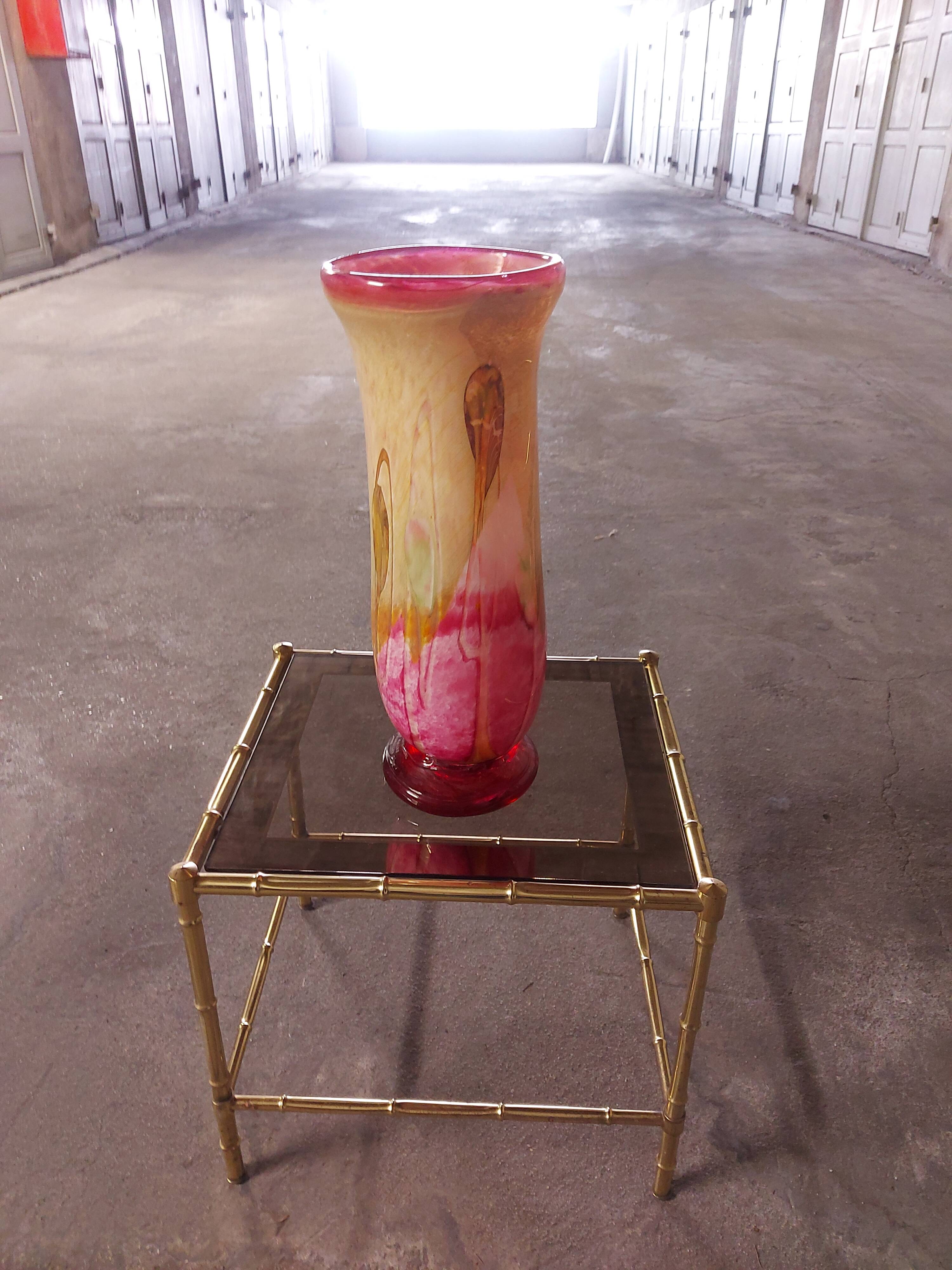 LARGE BIOT BLOWN GLASS VASE, SABA FRERES