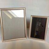 Pair of silver metal photo frames