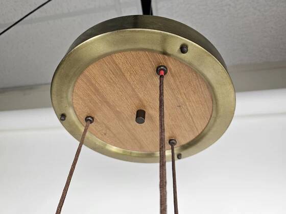 Rare pendant lamp from Italy in 3 colours of glass attributed to Stilnovo