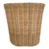 Woven straw and metal basket
