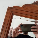 Art Deco beveled mirror in solid oak 50.5*33