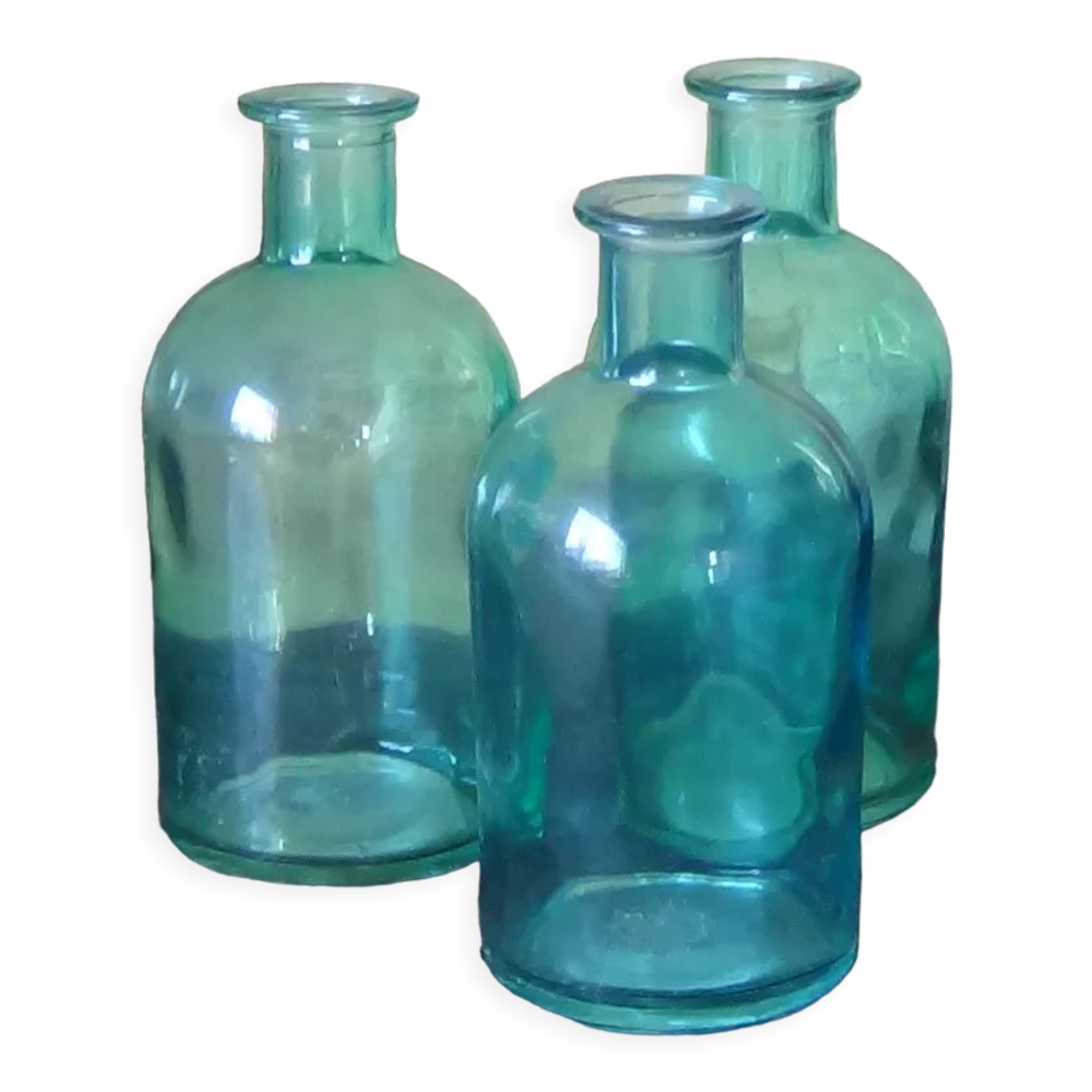 Bouteilles en verre bleu