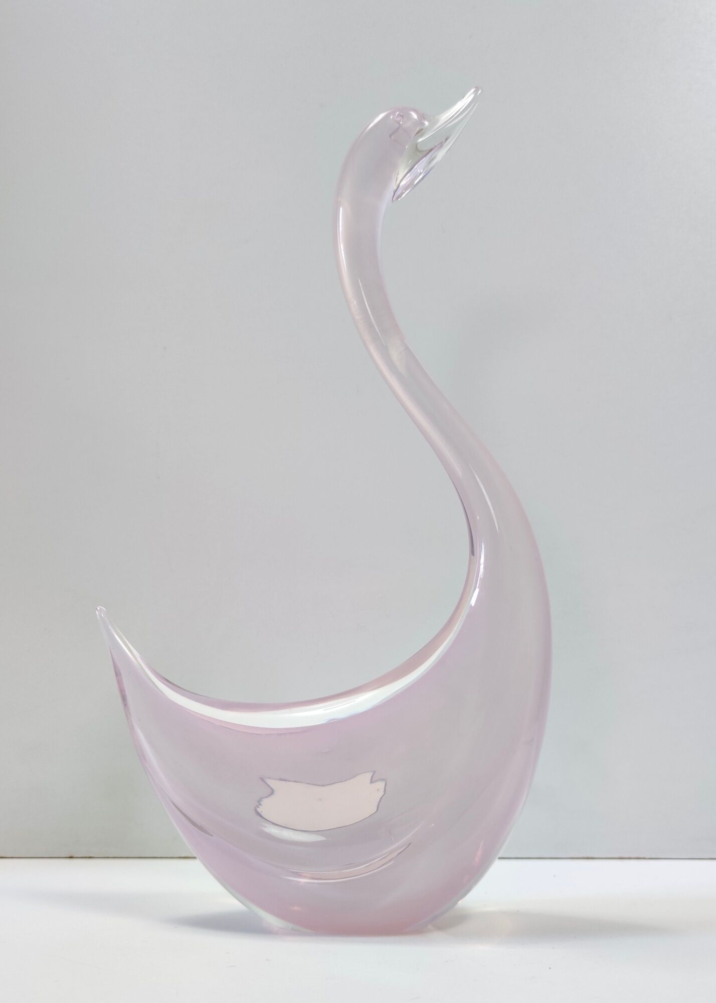 Pink Sommerso Murano glass swan by Elio Raffaeli, Italy