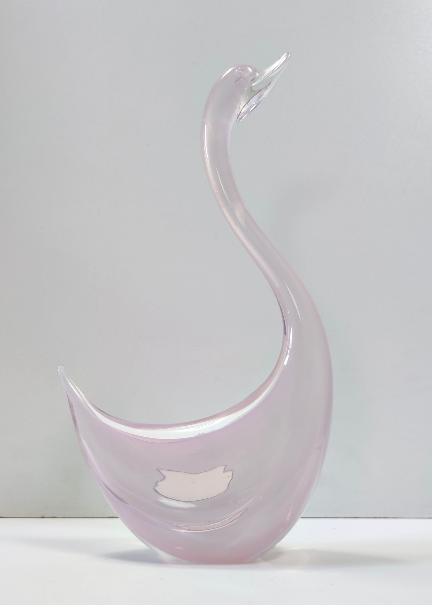 Pink Sommerso Murano glass swan by Elio Raffaeli, Italy