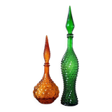 Italian glass bottles Empoli 1970