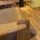 Pair of Danish armchairs from the 70s in leather and solid oak
