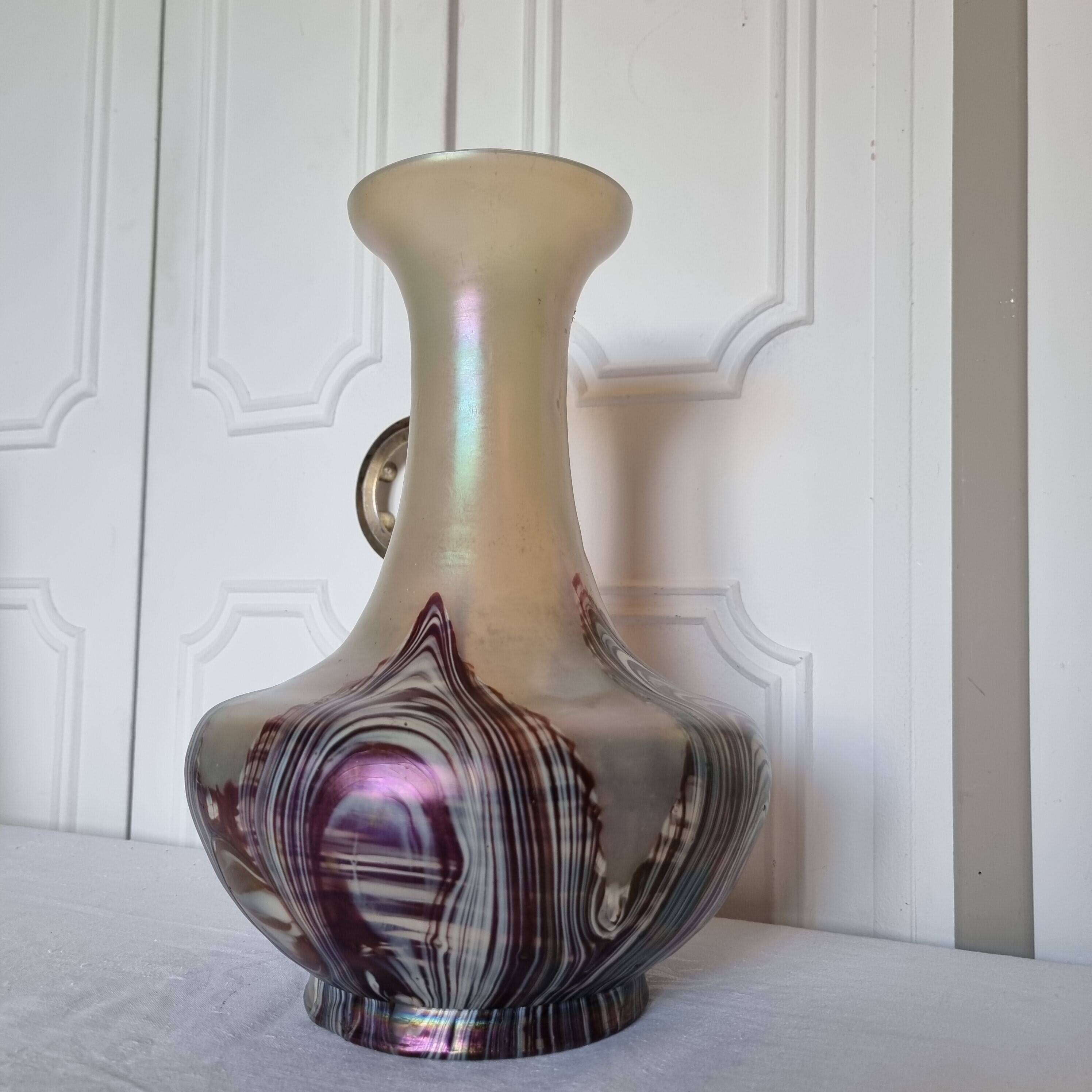 Large early 20th century Loetz Bohemia iridescent art glass vase