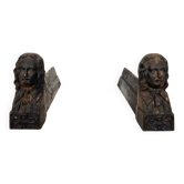 Paire de Chenets en Fonte à l’Effigie de Beethoven. France. Vers 1900.